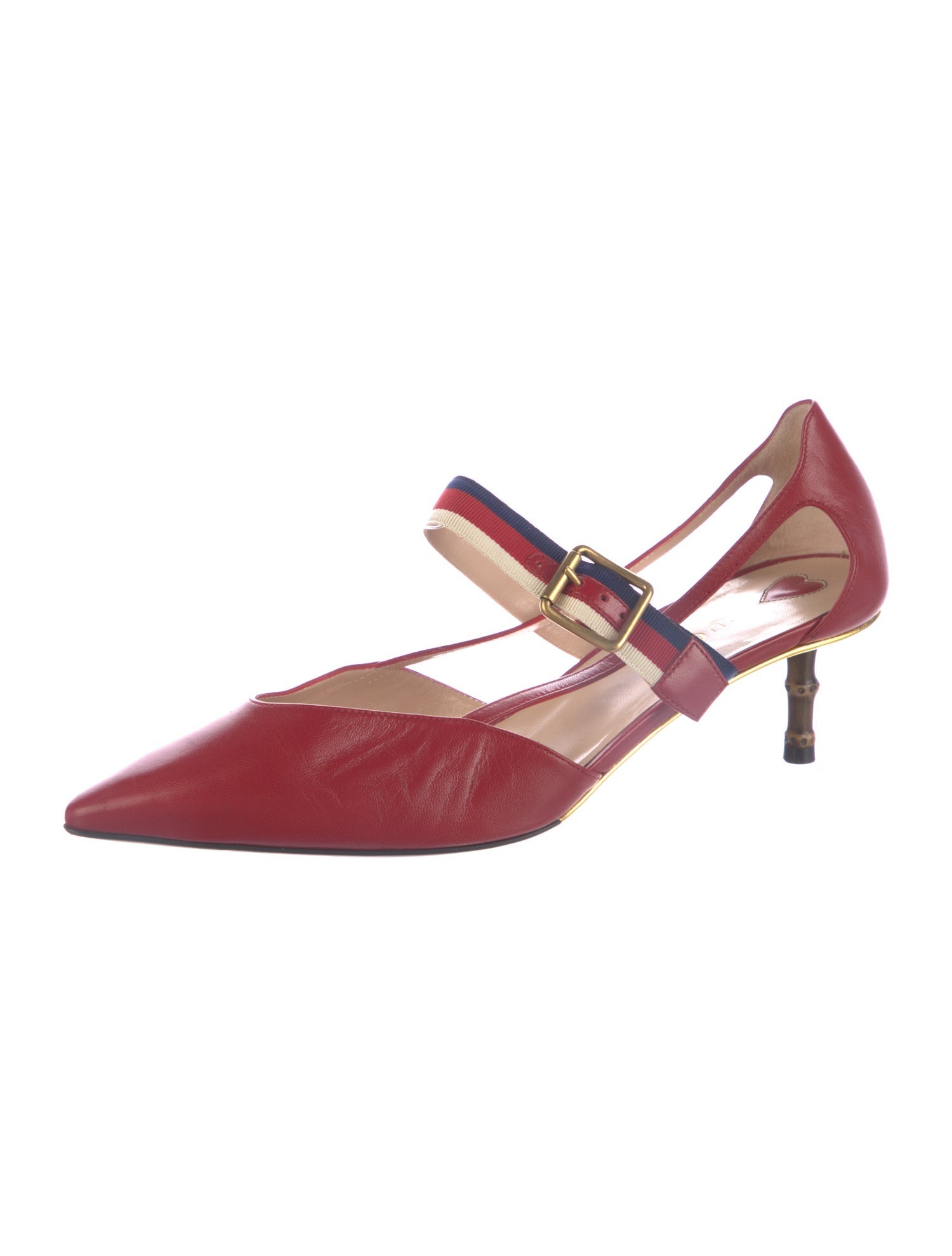 Gucci Sylvie Web Accent Leather Slingback Pumps