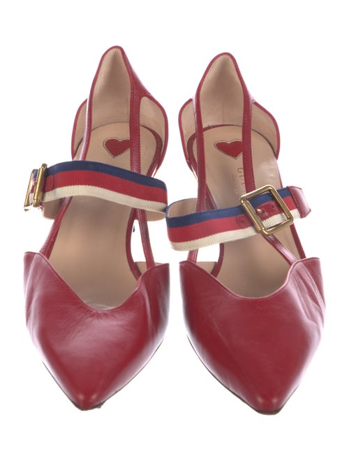 Gucci Sylvie Web Accent Leather Slingback Pumps
