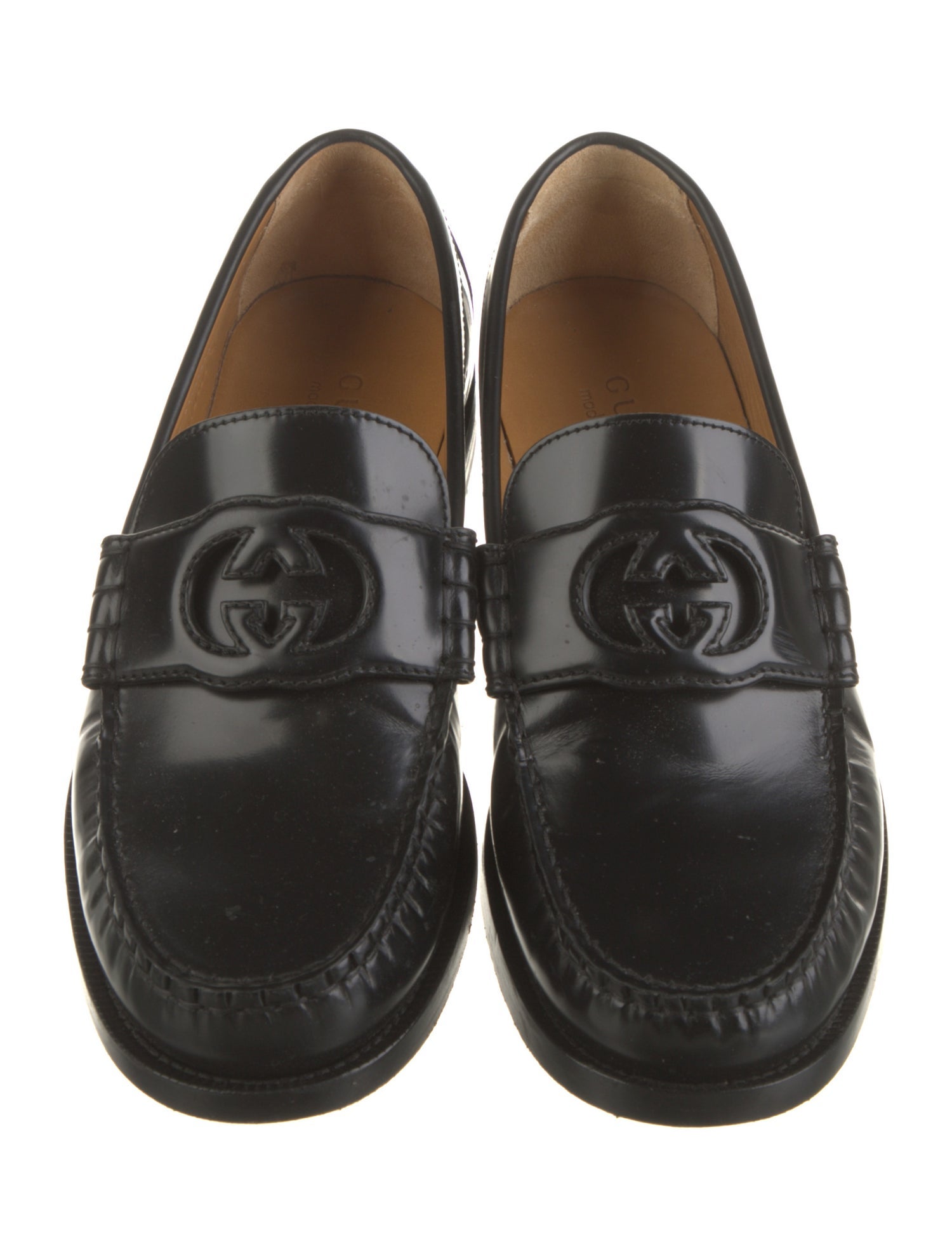 Gucci Interlocking G Logo Leather Dress Loafers