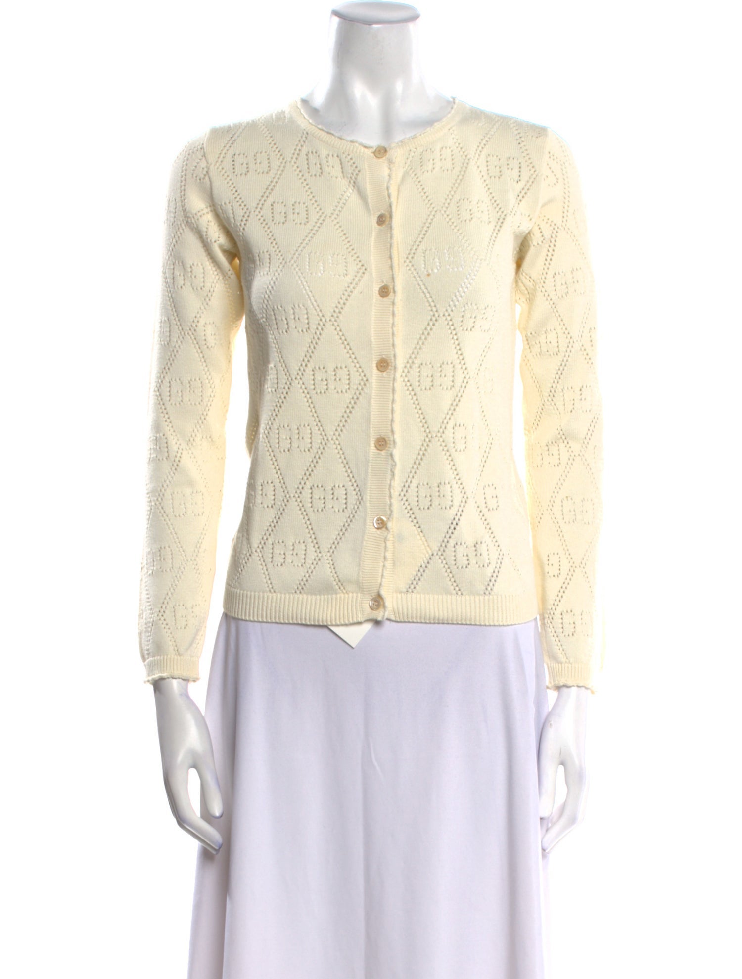 Gucci Girls' Woven GG Laser Cut Cardigan w/ Tags