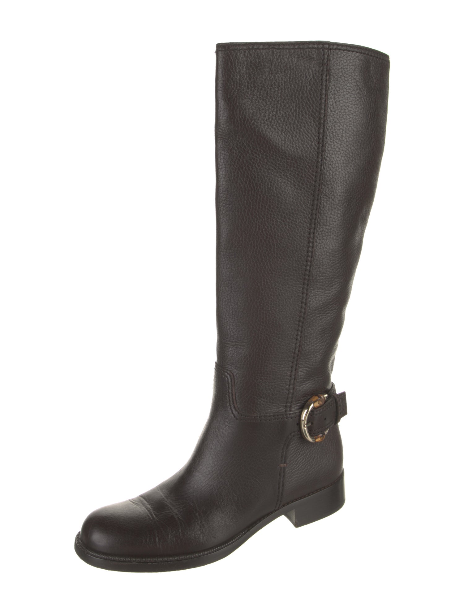 Gucci Bamboo Accent Leather Riding Boots