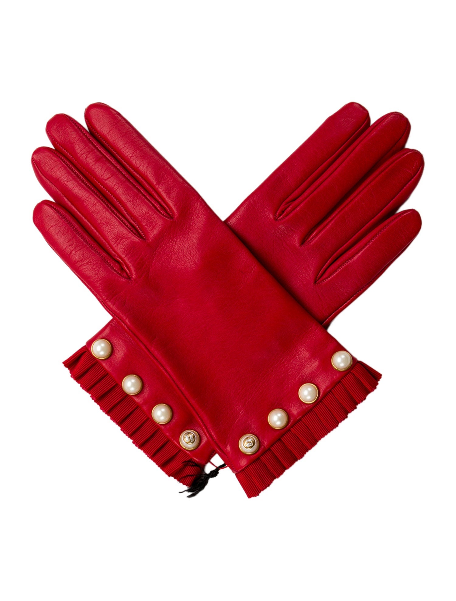 Gucci Pleated Lambskin Gloves w/Tags