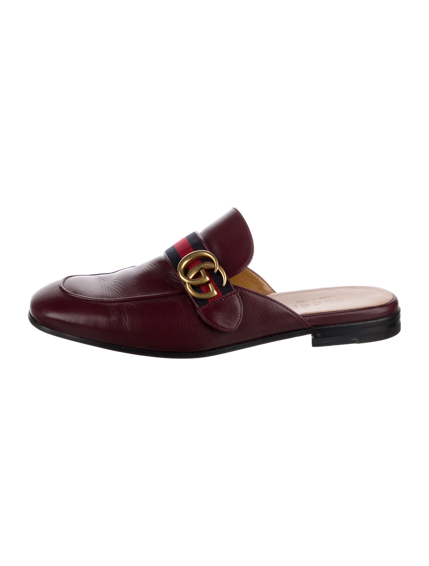 Gucci Web Accent Leather Loafers