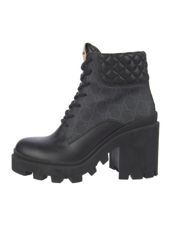 Gucci Quilted Pattern Leather Combat Boots