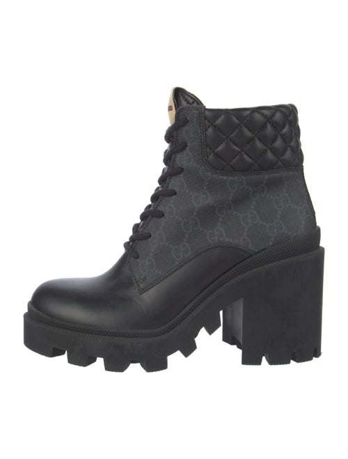Gucci Quilted Pattern Leather Combat Boots