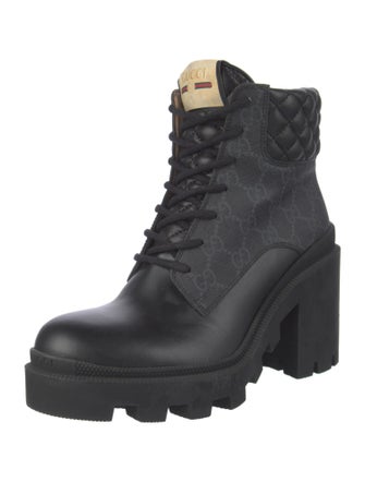 Gucci Quilted Pattern Leather Combat Boots