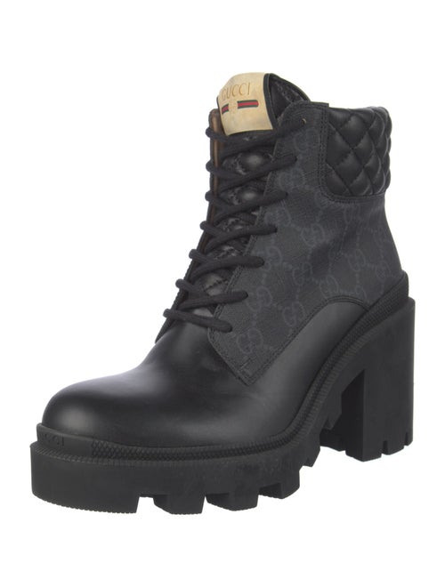 Gucci Quilted Pattern Leather Combat Boots