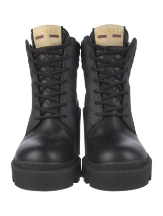 Gucci Quilted Pattern Leather Combat Boots