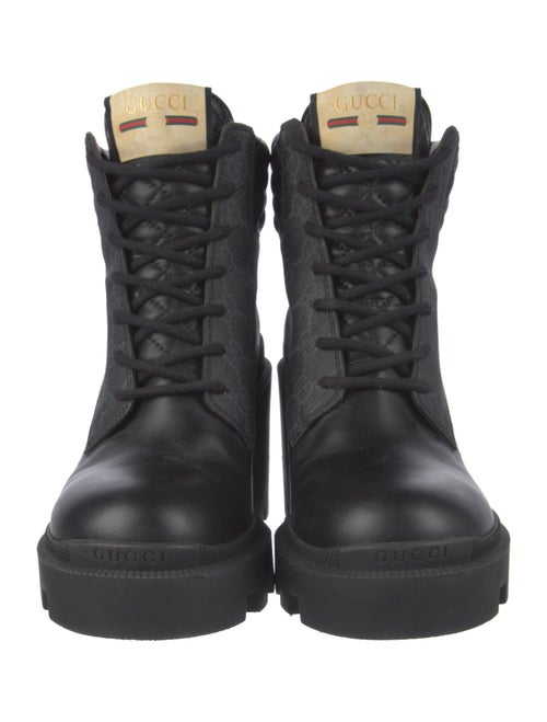 Gucci Quilted Pattern Leather Combat Boots
