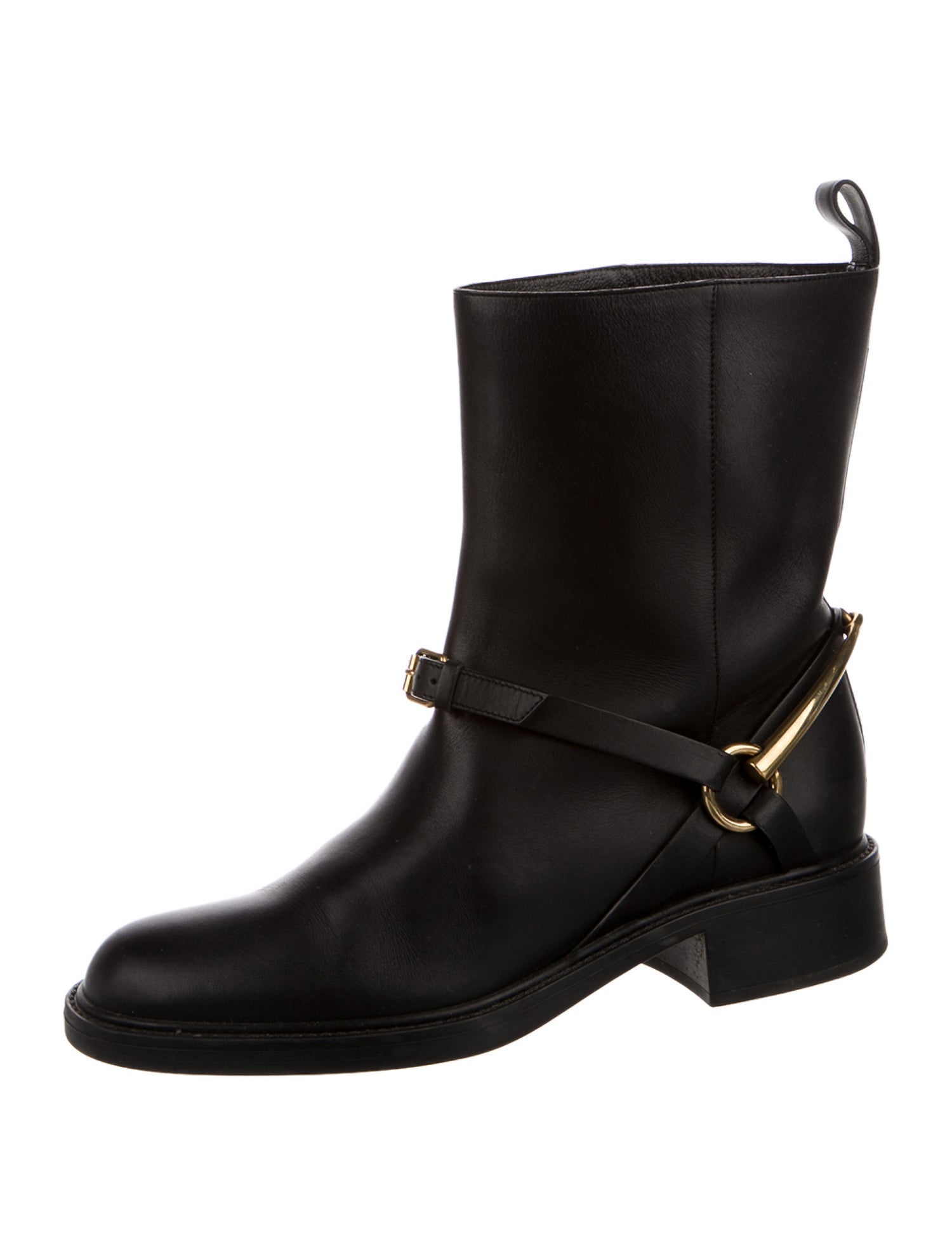 Gucci Horsebit Accent Leather Moto Boots