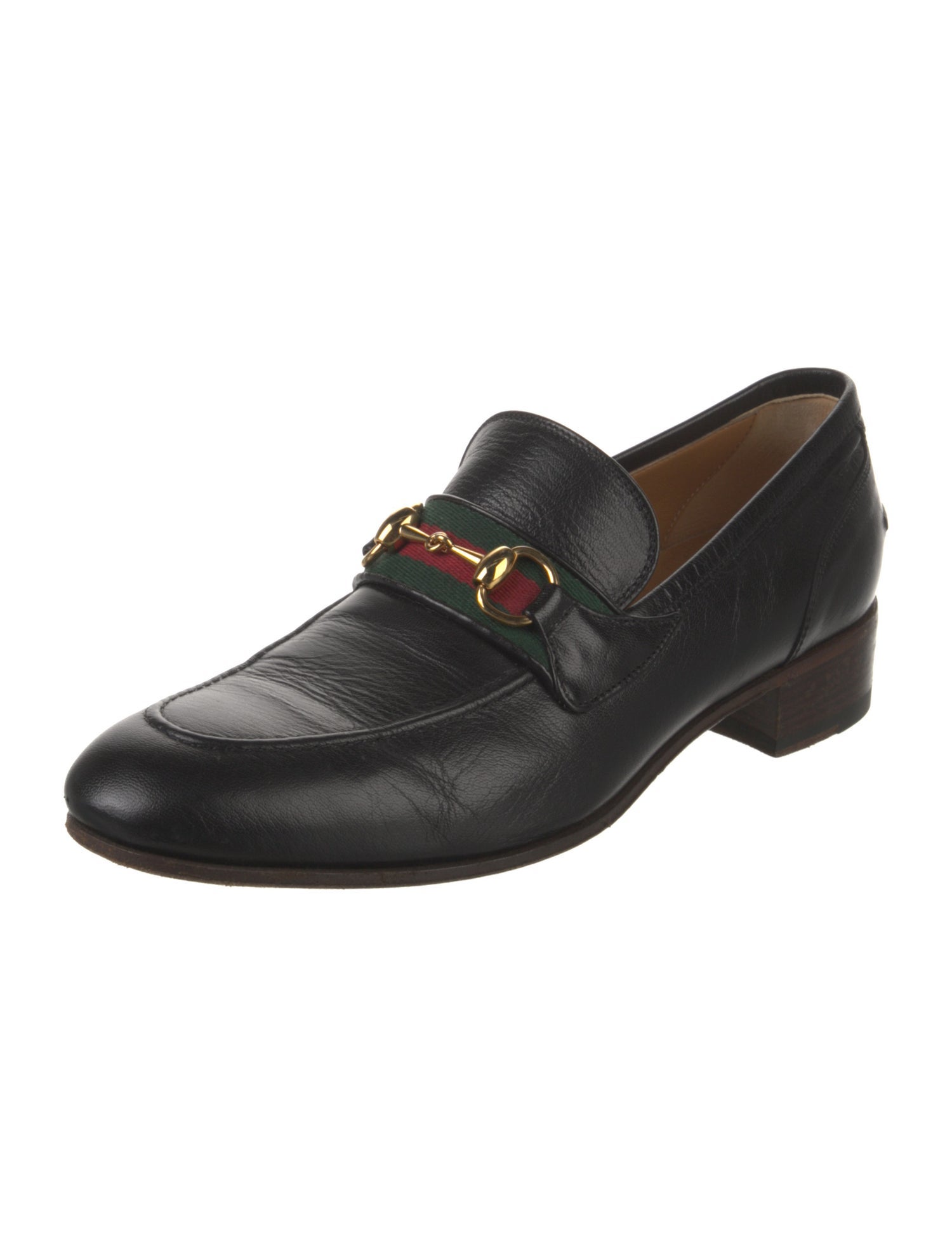 Gucci Web Accent Leather Dress Loafers