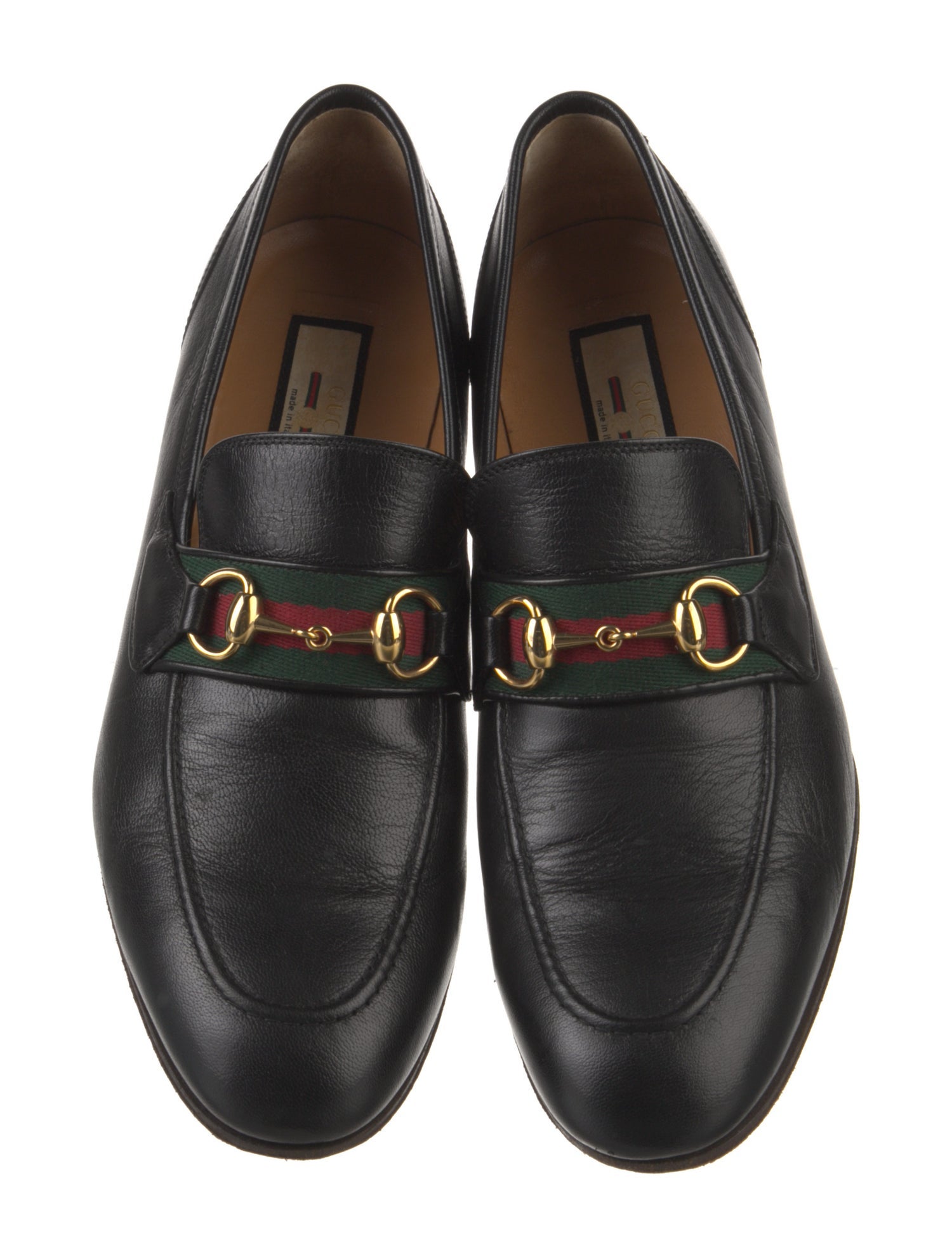 Gucci Web Accent Leather Dress Loafers