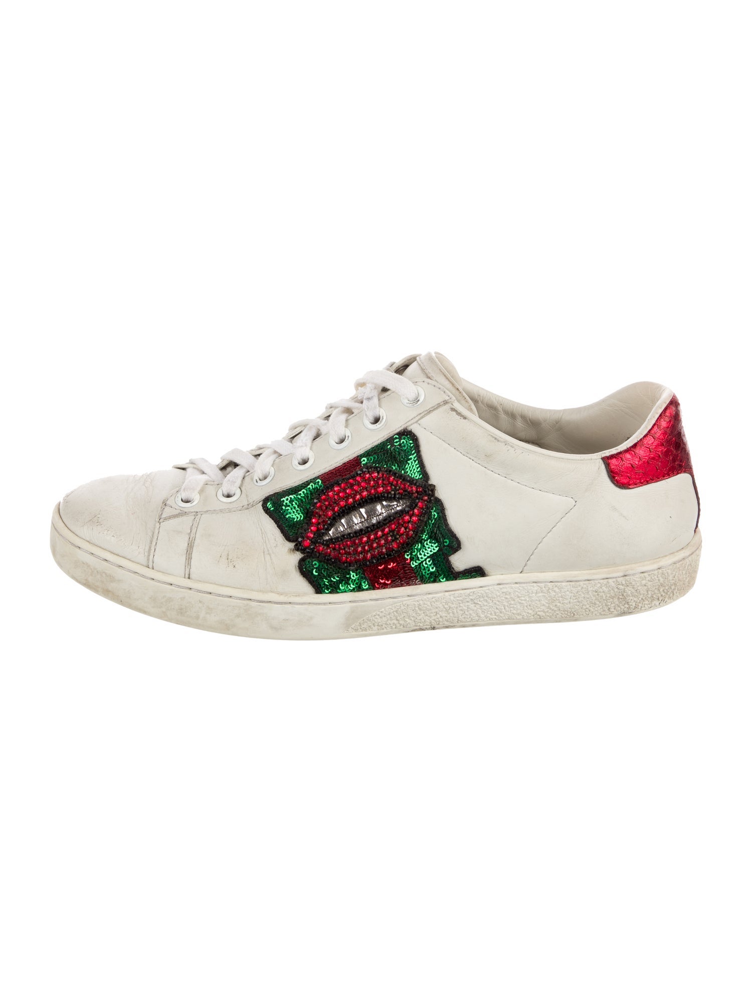 Gucci Leather Animal Print Sneakers