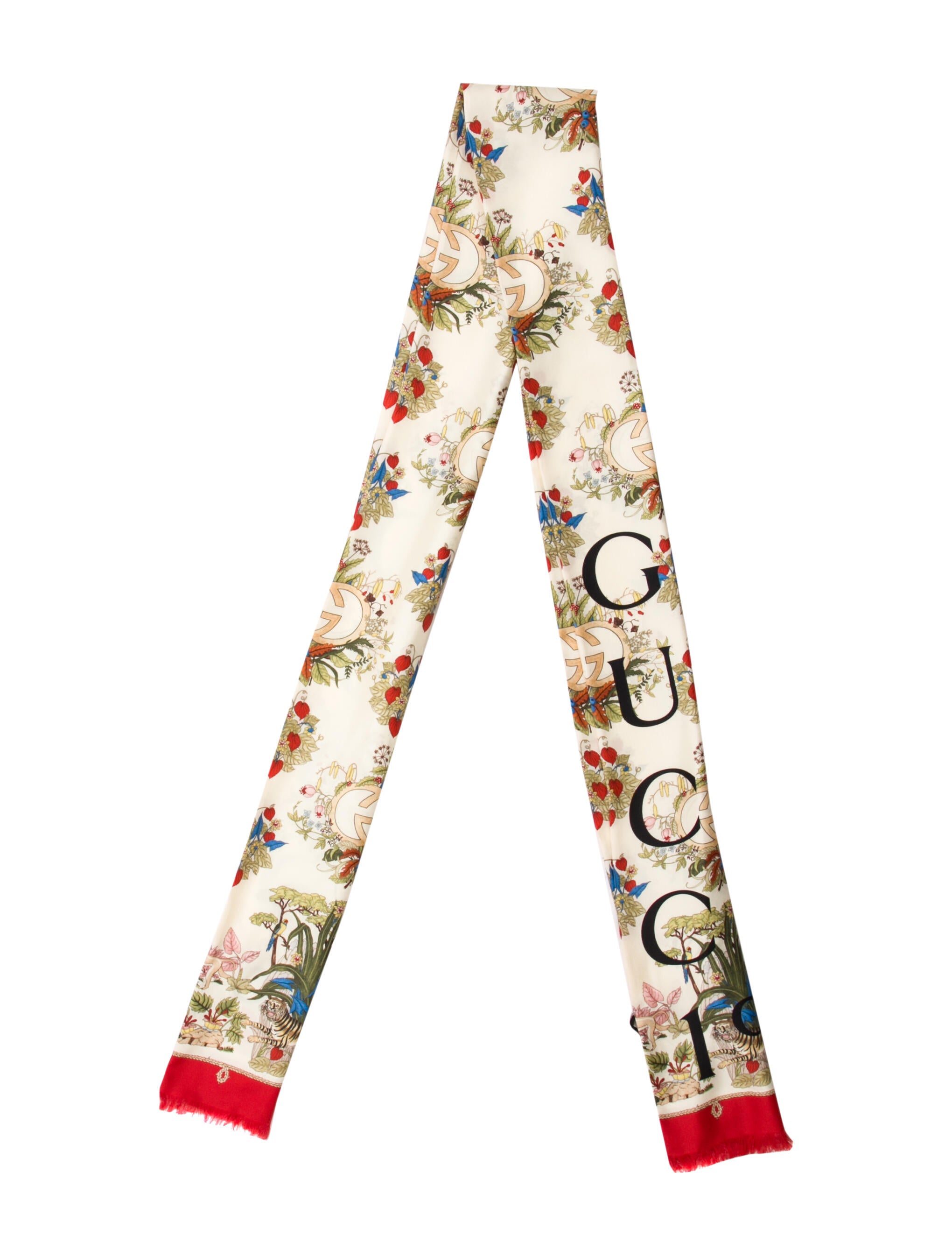 Gucci Silk Floral Print Scarf w/ Tags