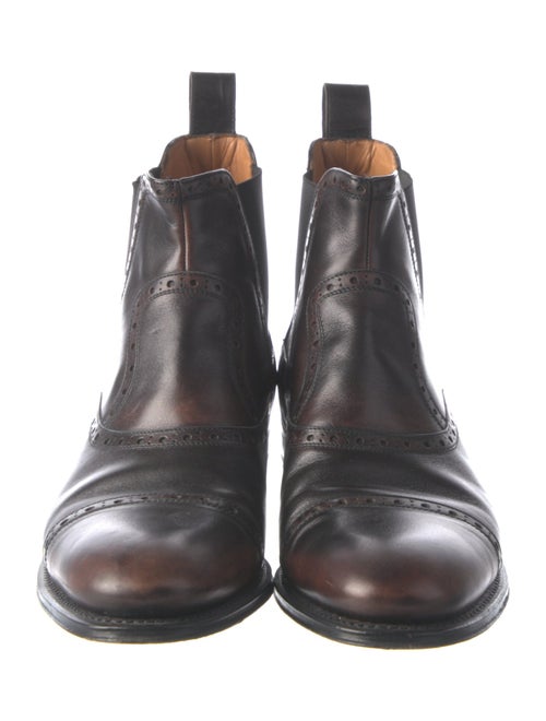 Gucci Leather Eyelet Trim Chelsea Boots