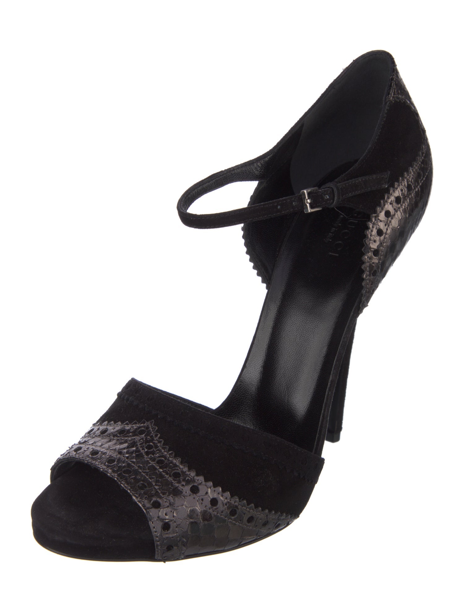 Gucci Suede Lasercut Accents Sandals