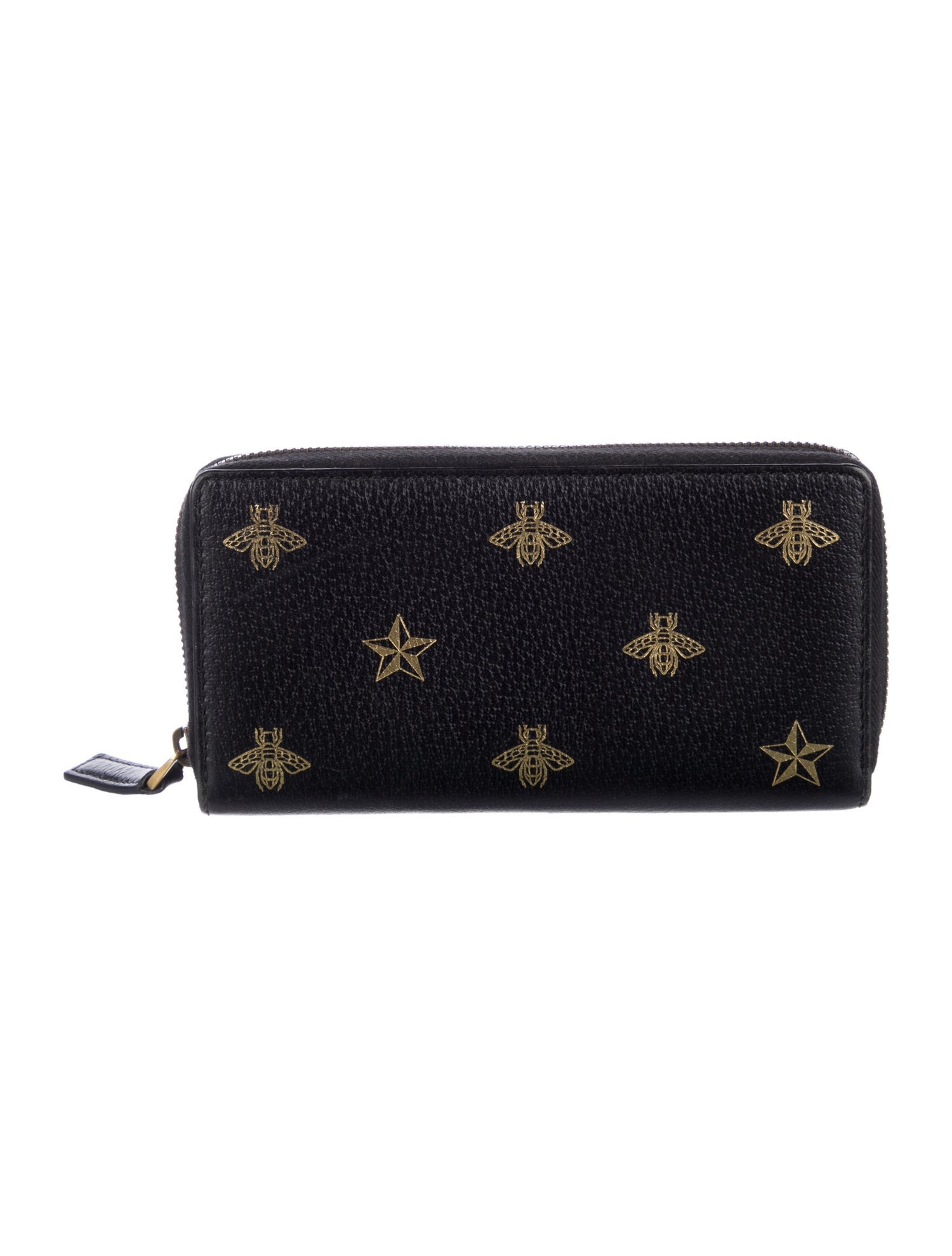Gucci Bee Star Zip Leather Wallet