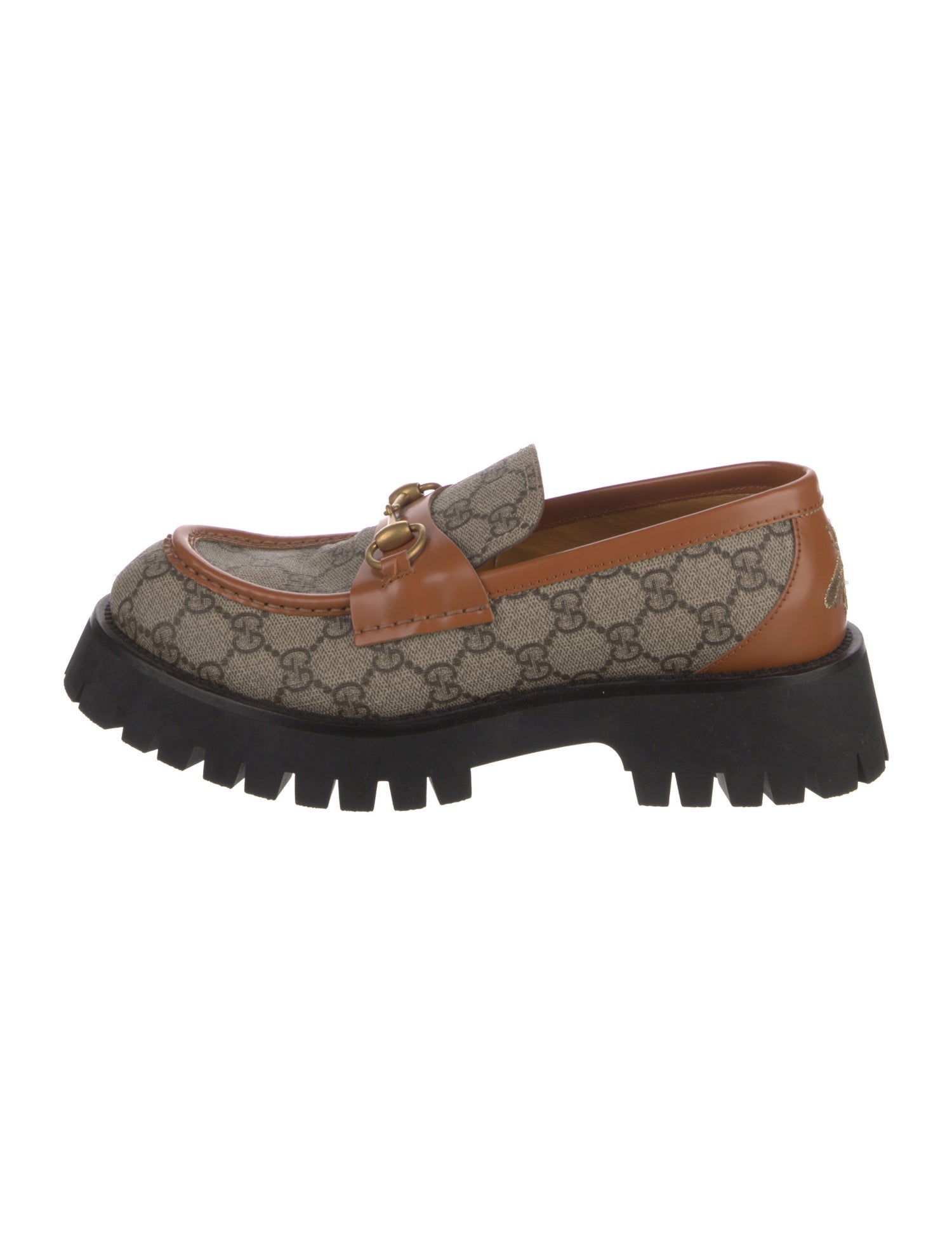 Gucci GG Supreme Embroidered Accent Loafers
