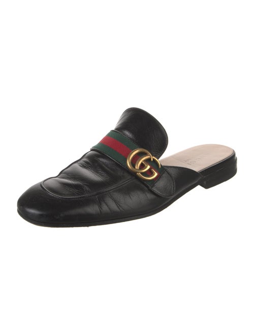 Gucci Web Accent Leather Slippers