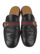 Gucci Web Accent Leather Slippers