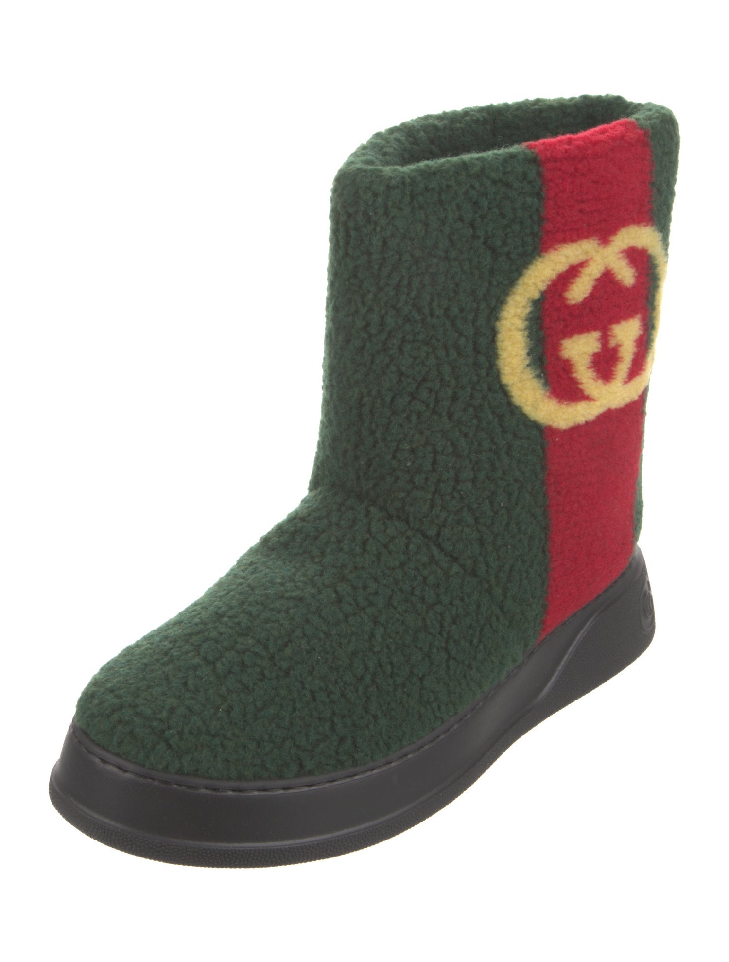 Gucci Gucci Auckland Interlock G Web Stripe Furry Boots Interlocking G Logo Boots w/ Tags