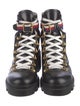 Gucci Sylvie Web Accent Leather Combat Boots