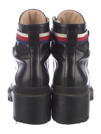 Gucci Sylvie Web Accent Leather Combat Boots