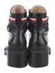 Gucci Sylvie Web Accent Leather Combat Boots