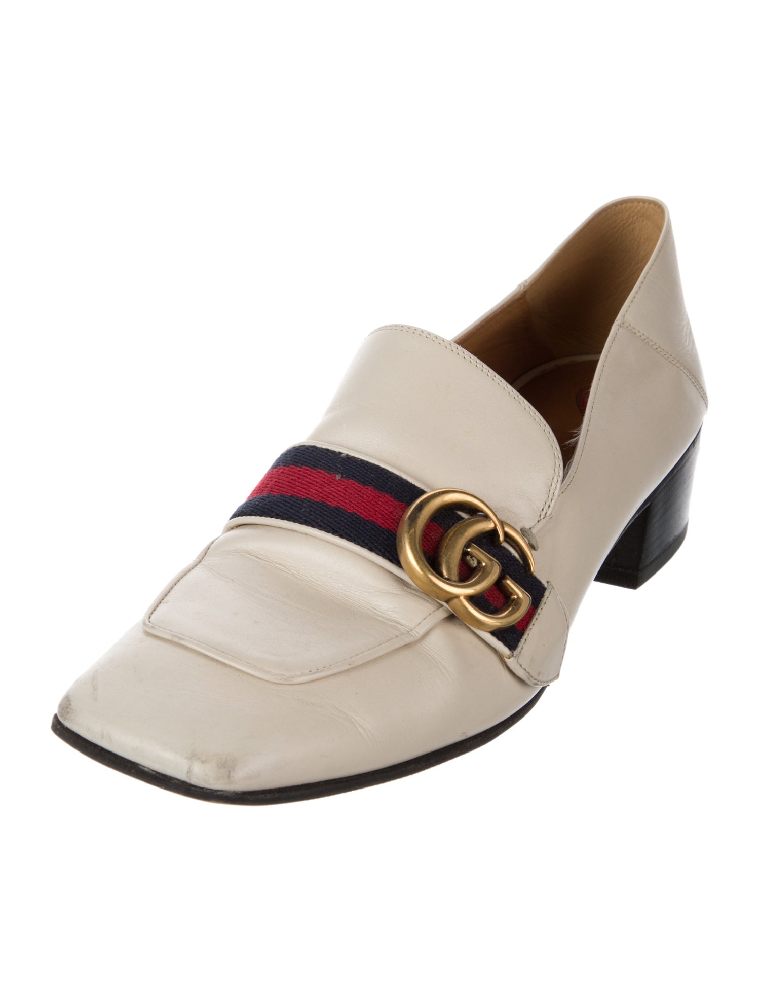 Gucci Faux Pearl Accents Leather Pumps