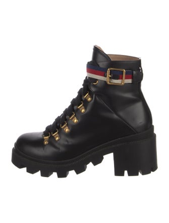 Gucci Boot with Sylvie Web Sylvie Web Accent Combat Boots