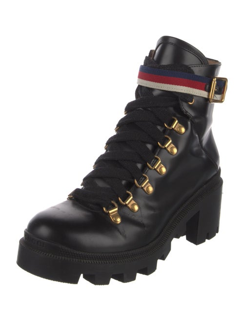 Gucci Boot with Sylvie Web Sylvie Web Accent Combat Boots