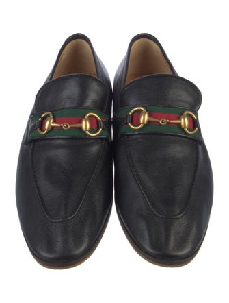 Gucci Web Accent Leather Dress Loafers