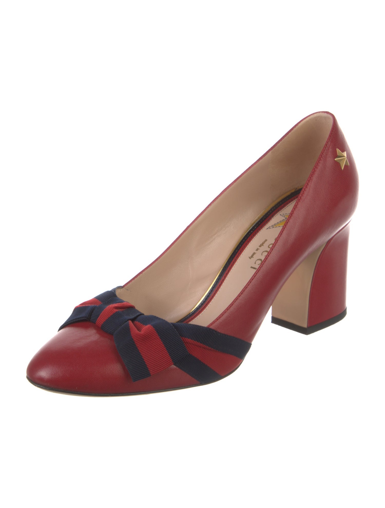 Gucci Sylvie Web Accent Leather Pumps