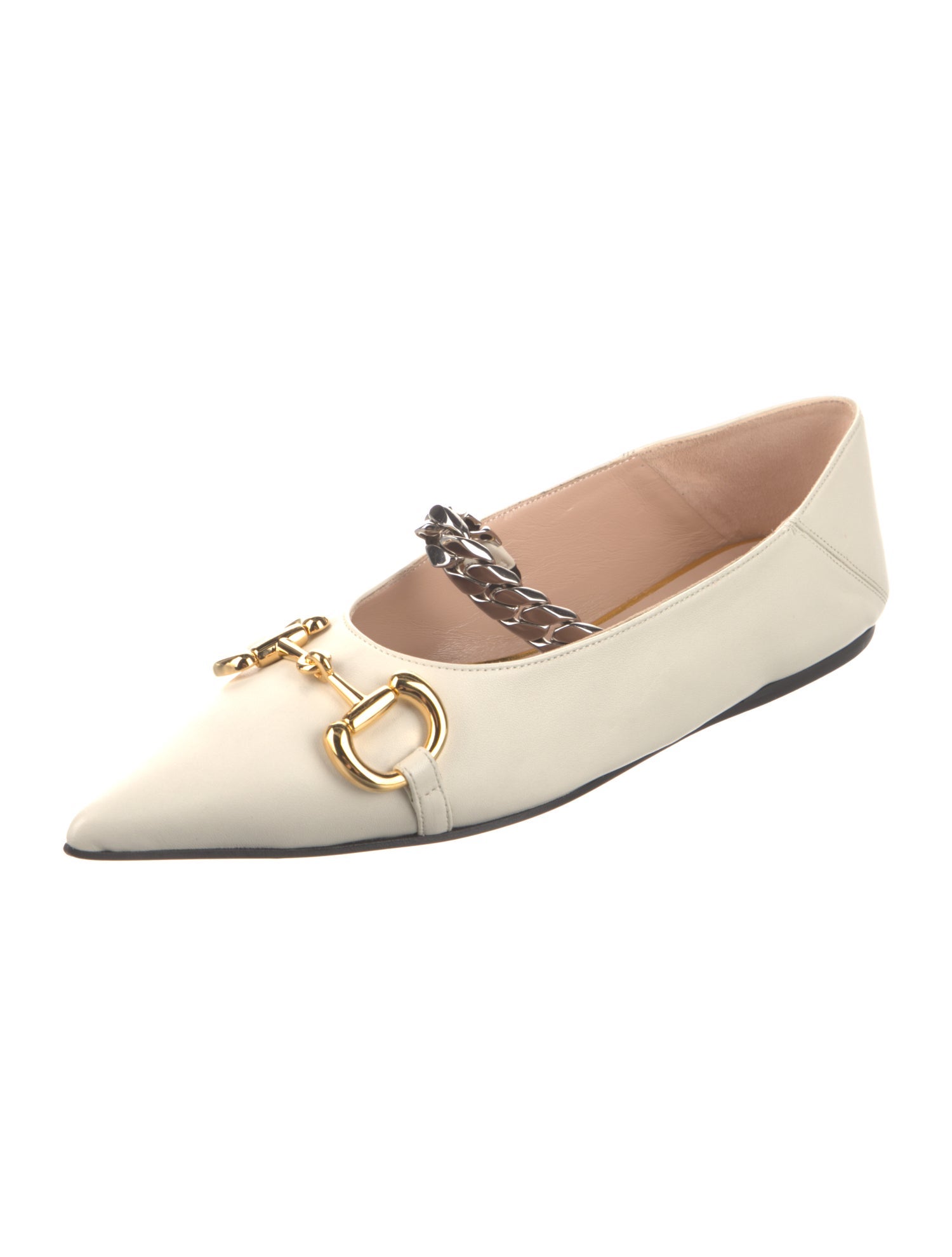 Gucci Horsebit Accent Leather Mary Jane Flats
