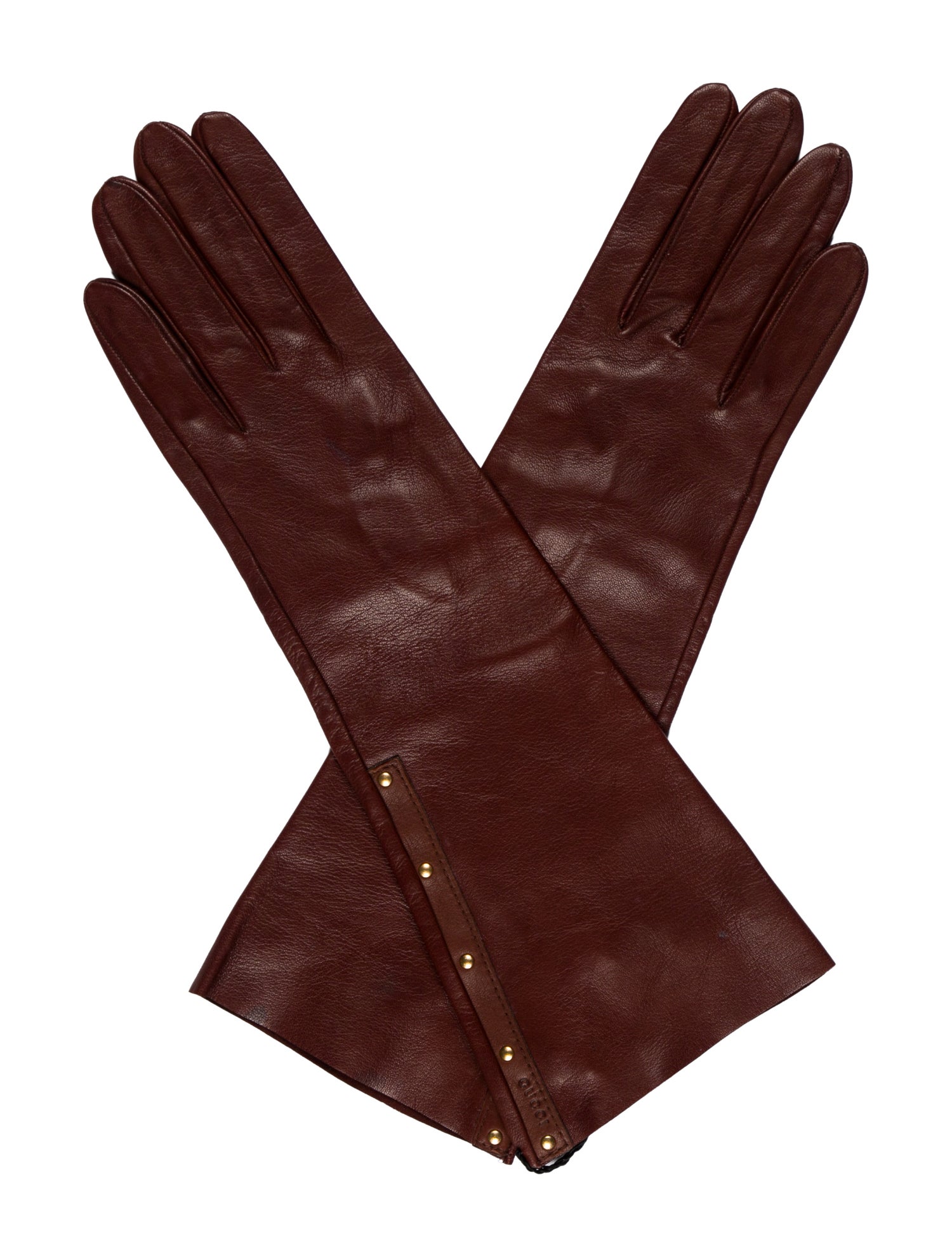 Gucci Brown Leather Studded Gloves w/Tags
