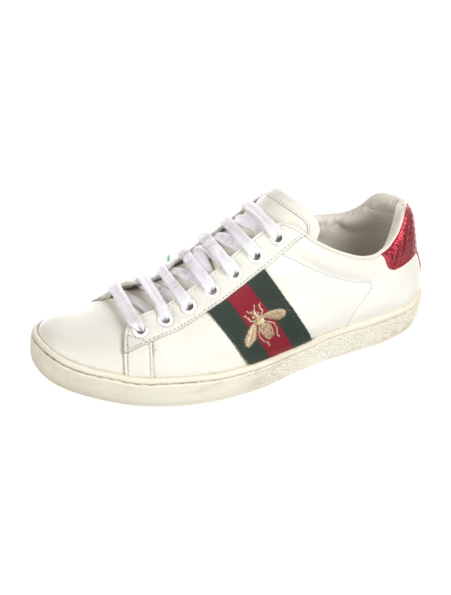 Gucci Web Accent Leather Sneakers