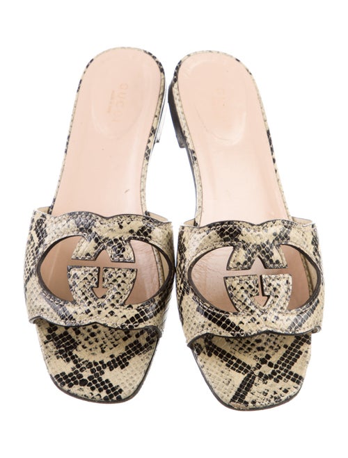 Gucci Interlocking G Logo Snakeskin Slides
