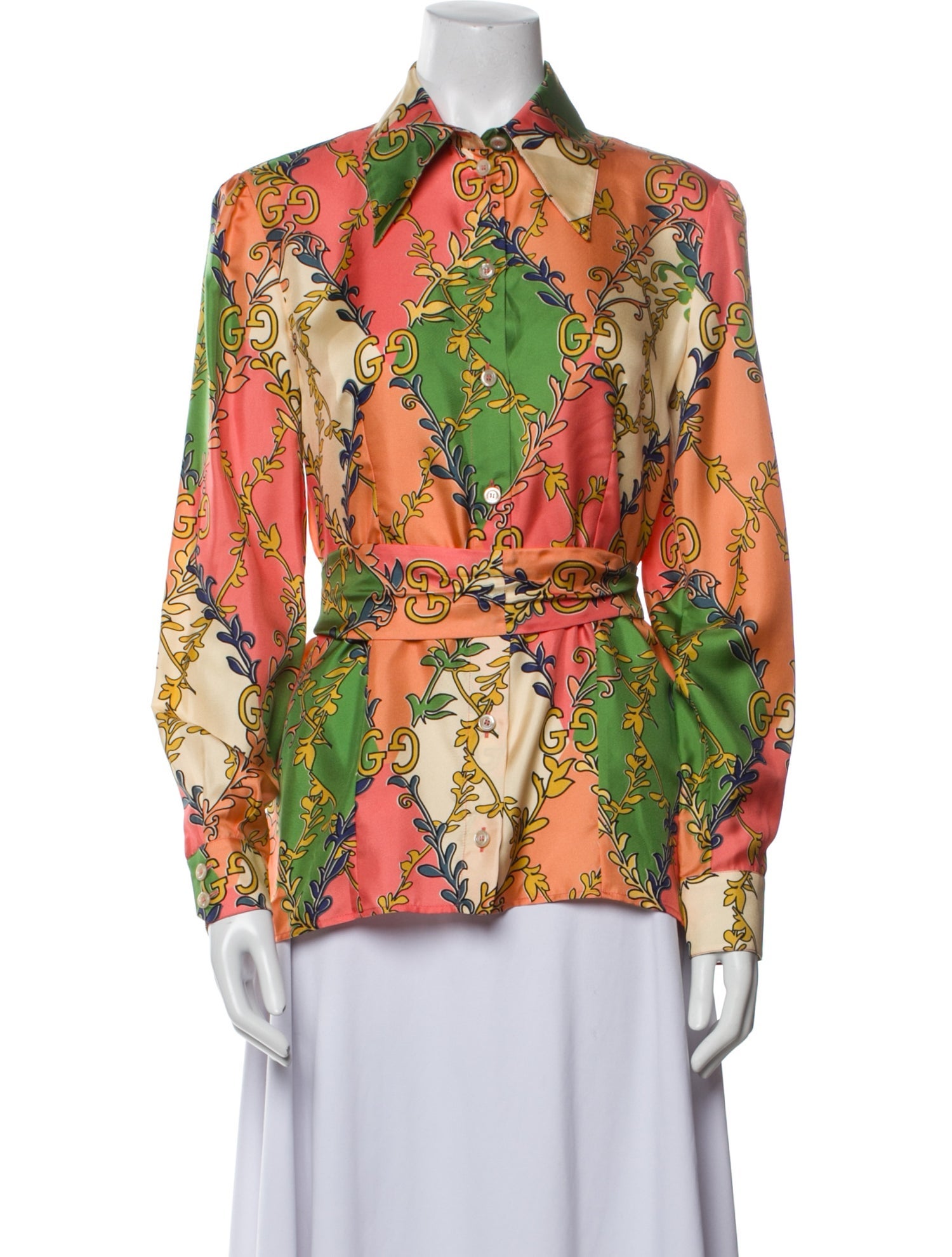 Gucci Silk Printed Button-Up Top