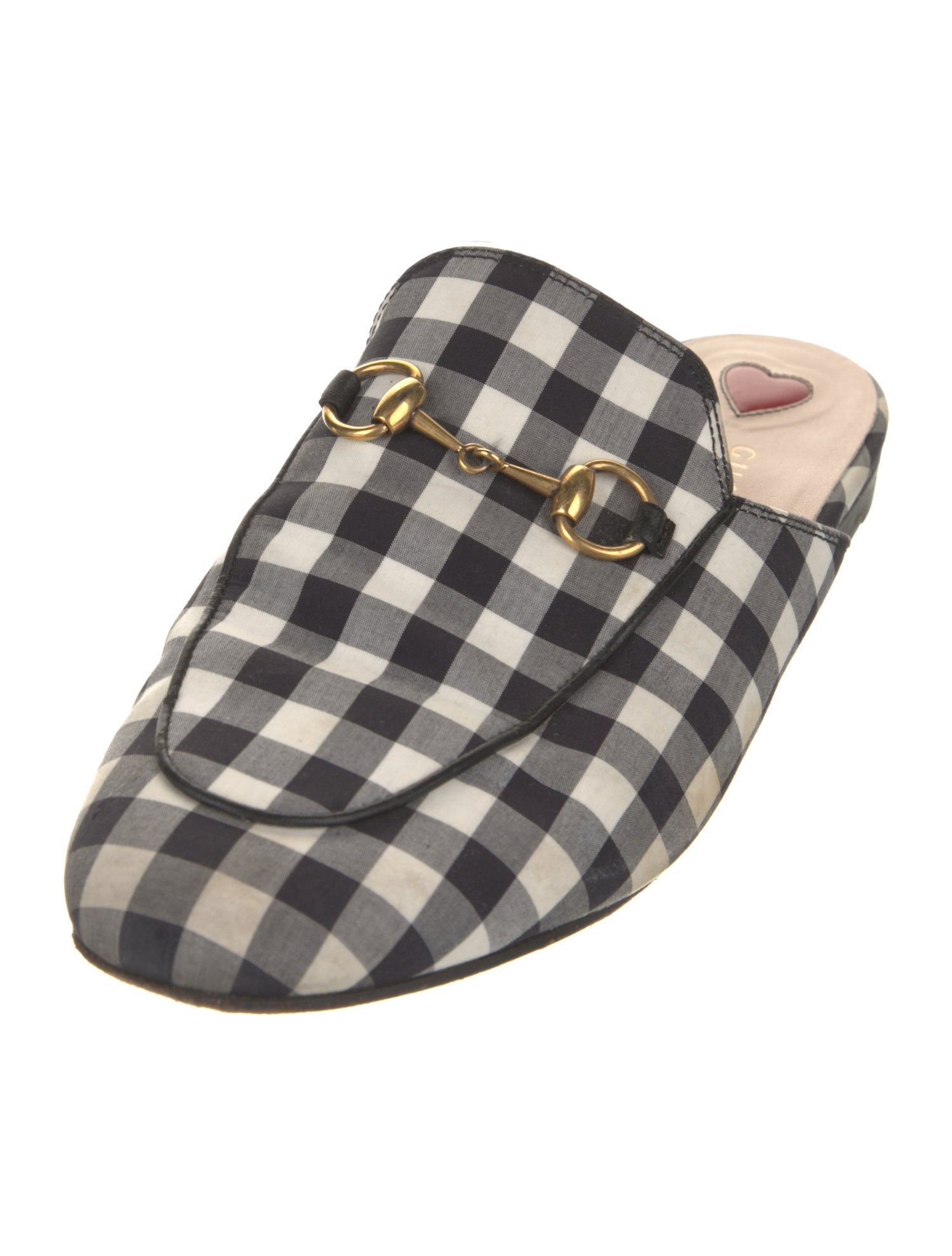 Gucci Horsebit Accent Plaid Print Mules