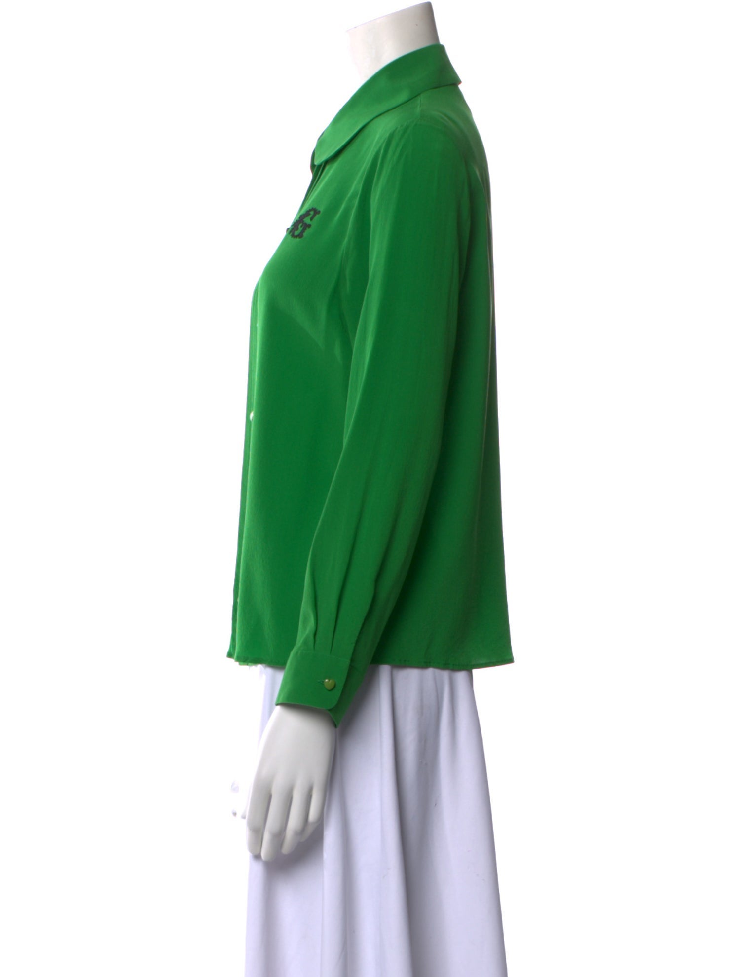 Gucci Silk Long Sleeve Button-Up Top