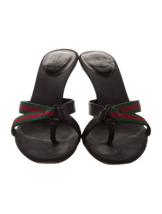 Gucci Web Accent Canvas Slides