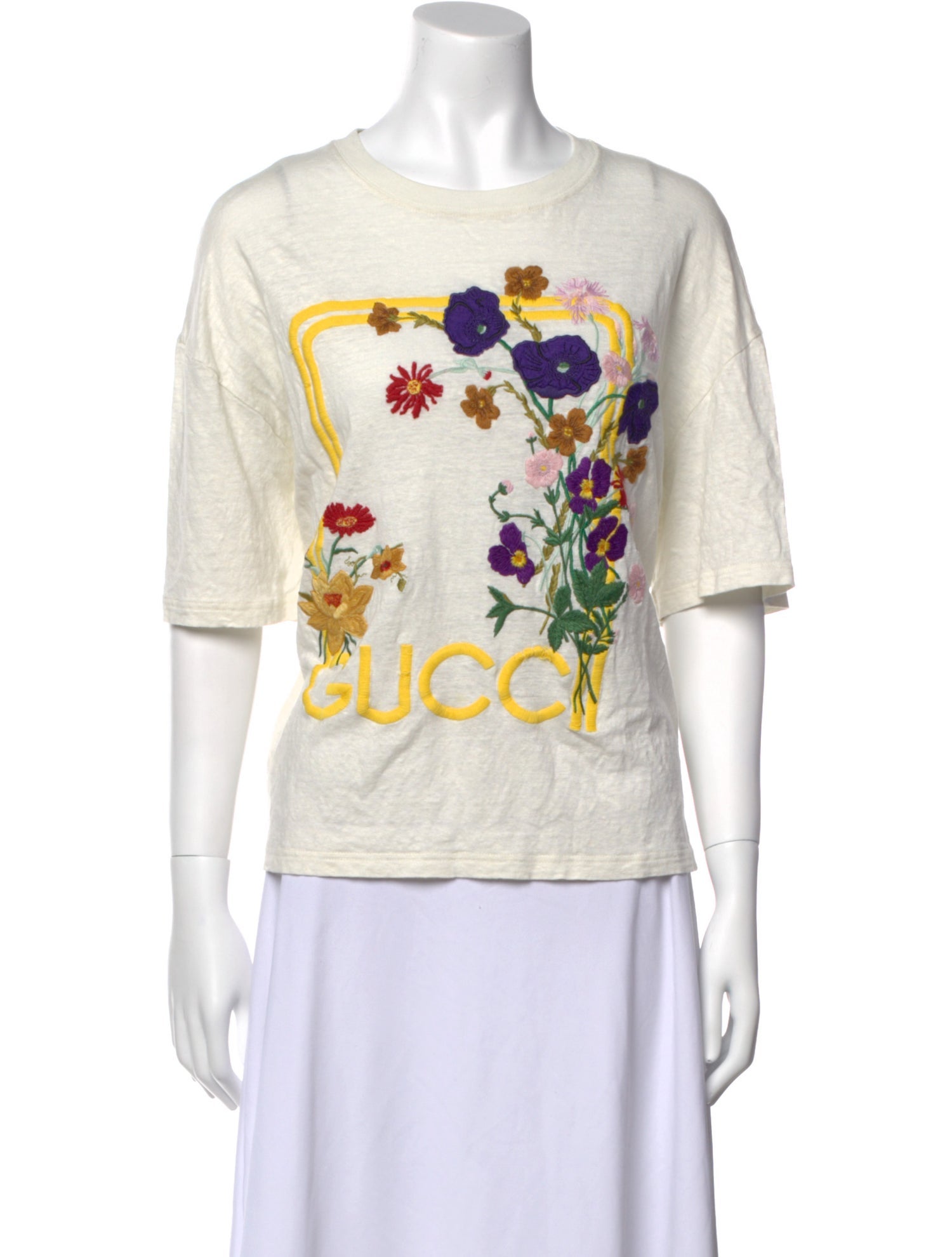 Gucci Linen Graphic Print T-Shirt