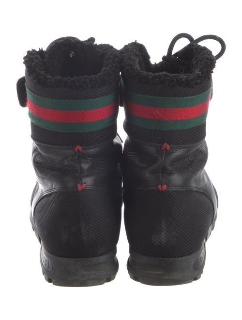 Gucci Web Accent Leather Hiking Boots