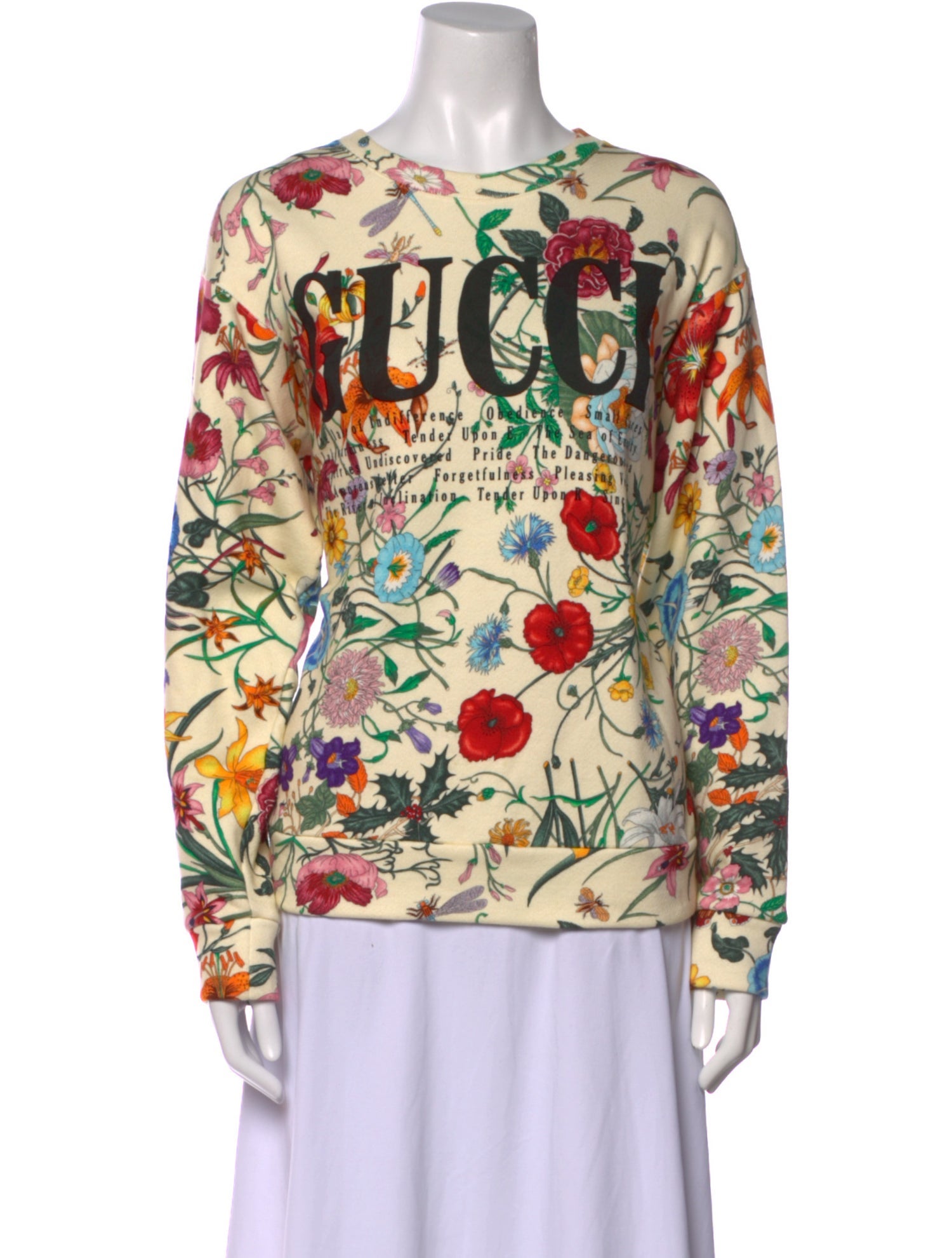 Gucci Floral Print Bateau Neckline Sweatshirt