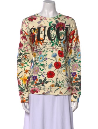 Gucci Floral Print Bateau Neckline Sweatshirt
