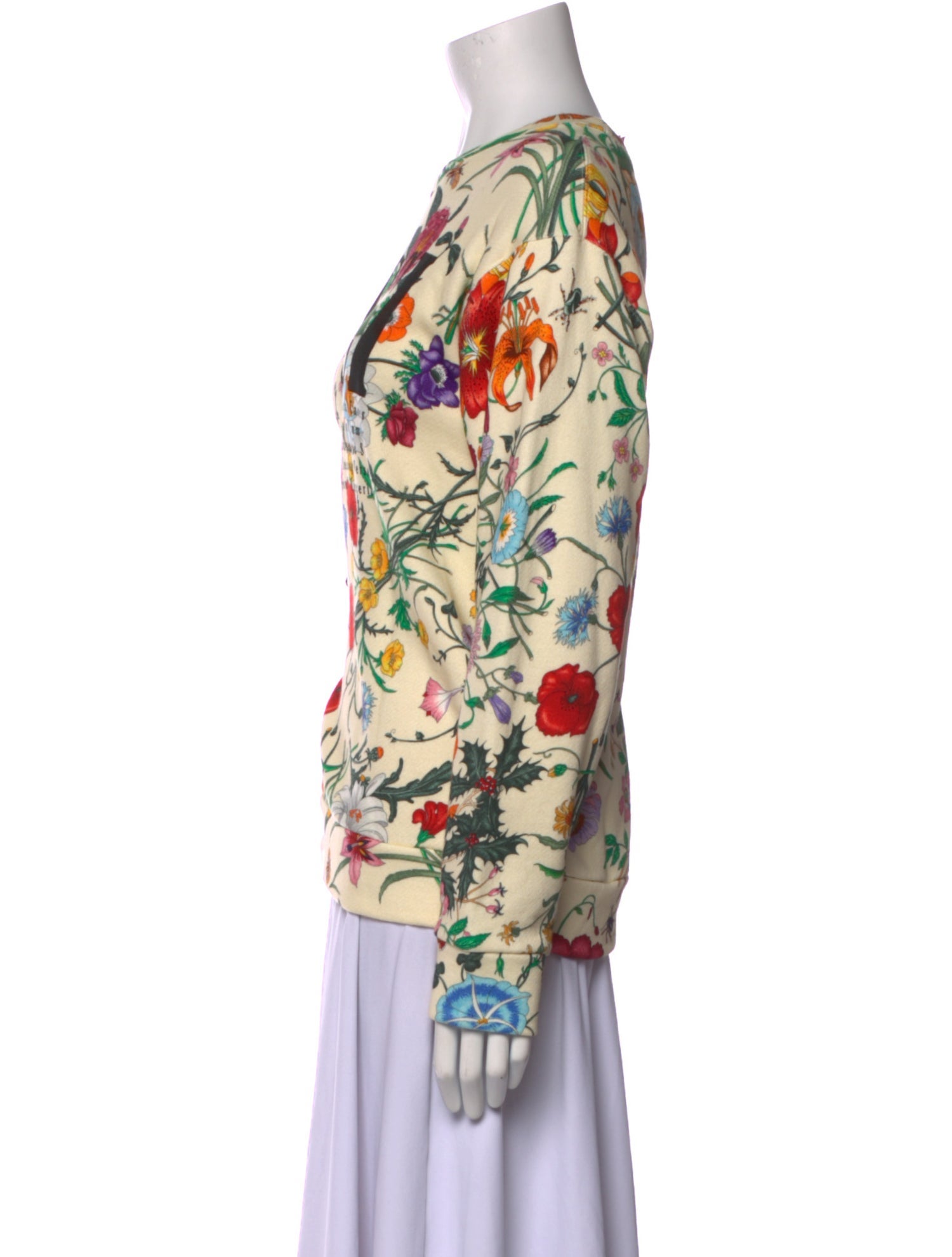 Gucci Floral Print Bateau Neckline Sweatshirt