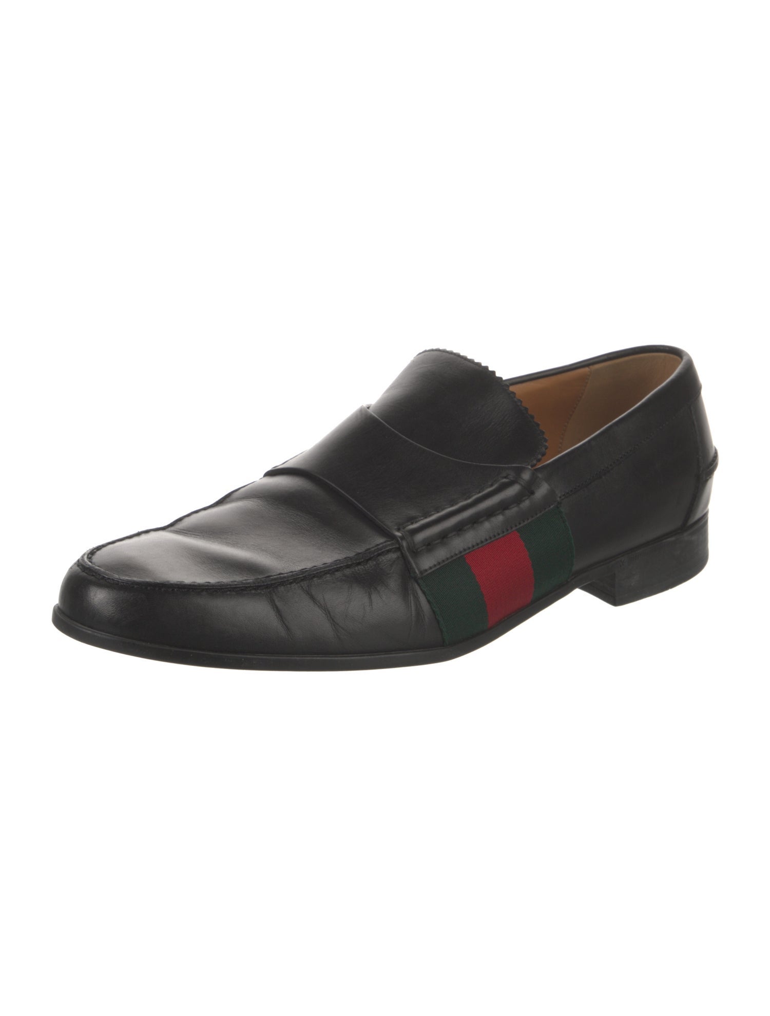 Gucci Web Accent Leather Dress Loafers