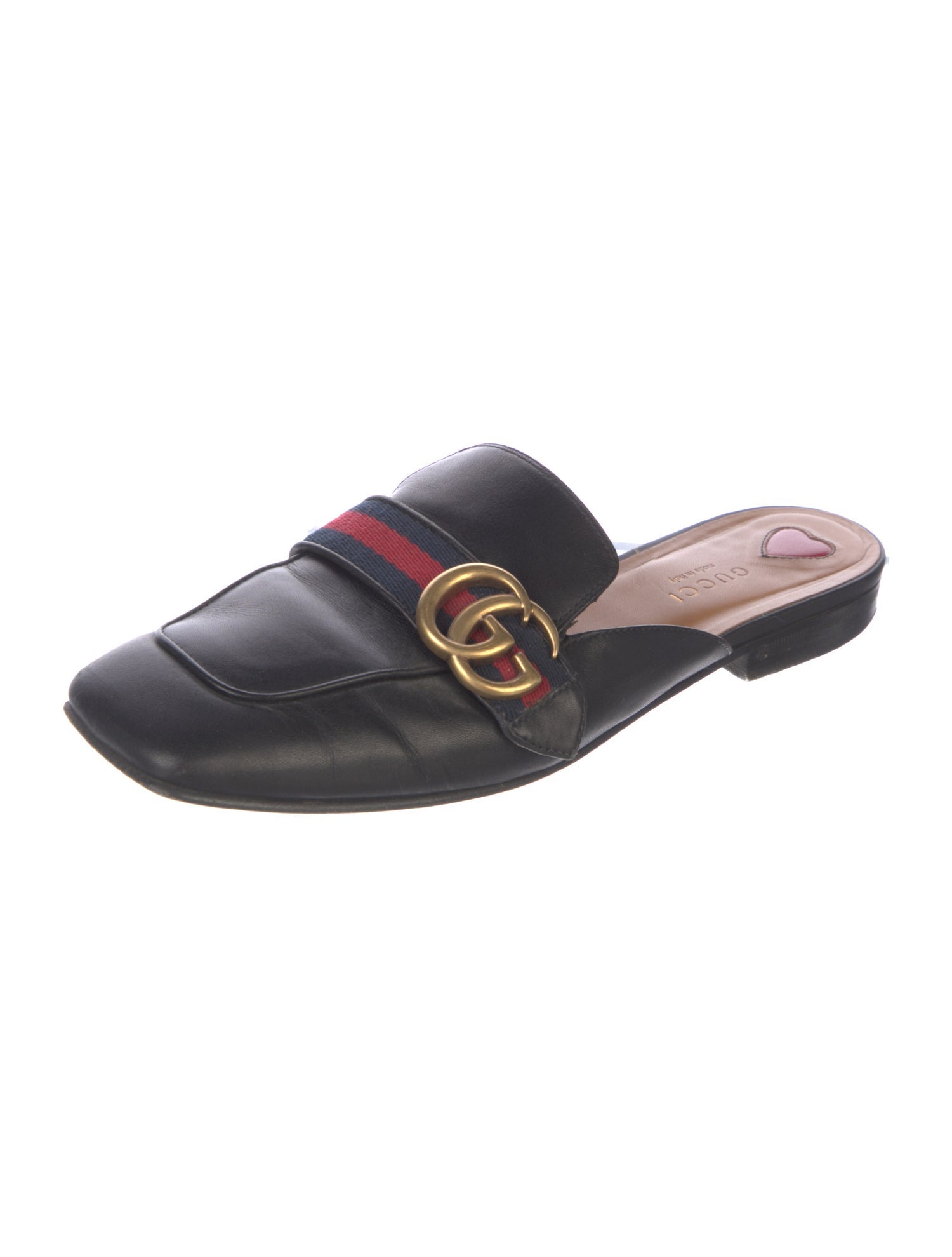 Gucci Double G Logo Leather Mules