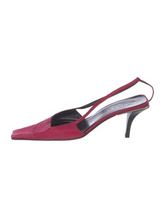 Gucci Leather Crystal Embellishments Slingback Pumps