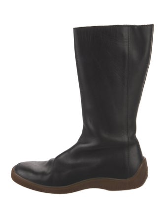 Gucci Web Accent Leather Rain Boots